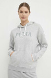 Puma bluza SQUAD femei, culoarea gri, cu glugă, melanj, 677899