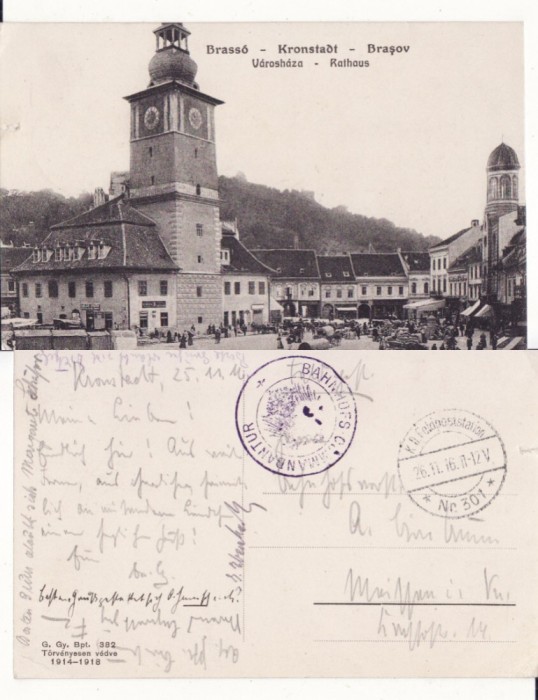 Brasov --Piata Sfatului- cenzura WWI, WK1 rara