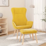 Cumpara ieftin Scaun de relaxare cu taburet, galben muștar, textil