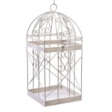 Colivie metal crem suspendabila patrata romantic 15x15x30H