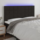 Tablie de pat cu LED, negru, 160x5x118/128 cm, textil GartenMobel Dekor, vidaXL