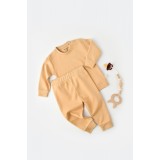 Set bluzita cu maneca lunga si pantaloni lungi - bumbac organic 100% - Mustar, BabyCosy (Marime: 3-6 Luni)