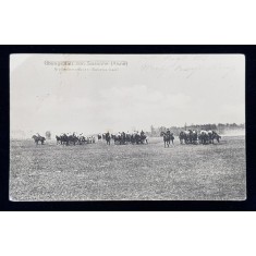 CAMP DE EXERCITII LA SISSONNE , CAVALERISTI FACAND MANEVRE CU TUNURILE , CARTE POSTALA ILUSTRATA , MONOCROMA, DATATA 1916