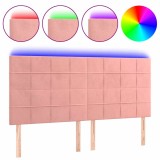 Cumpara ieftin Tablie de pat cu LED, roz, 160x5x118/128 cm, catifea