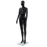 Manechin feminin vidaXL, 175cm, Negru Lucios, Suport Sticla, Rotativ, Proportii Realiste