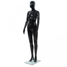 vidaXL Corp manechin feminin, suport din sticla, Negru lucios 175 cm foto