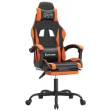 Cumpara ieftin Scaun de gaming cu suport picioare, negru/oranj, piele eco