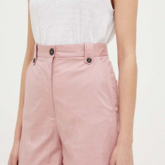 PS Paul Smith pantaloni scurti femei, culoarea roz, neted, high waist