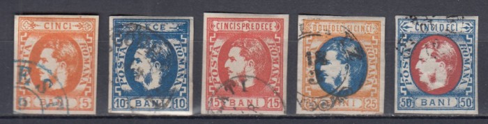 ROMANIA 1869 LP 25 LP 26 LP 27 LP 28 LP 29 CAROL I CU FAVORITI EMISIUNEA a III-a