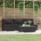 VidaXL Set mobilier relaxare grădină 4 piese cu perne poliratan negru