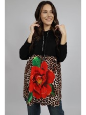 BLUZA COMBINATA CU CAMASA MANECA LUNGA SI GLUGA PEONY TALIE UNICA Multicolora