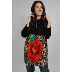 BLUZA COMBINATA CU CAMASA MANECA LUNGA SI GLUGA PEONY TALIE UNICA Multicolora
