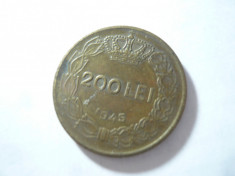 Moneda 200 Lei 1945 Mihai I ,bronz , cal.Buna-F.Buna foto