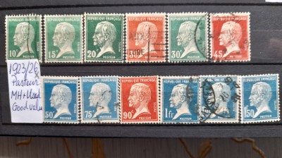 1923 Franta-Pasteur-YT170-181-compl.set-MH+stamp. foto