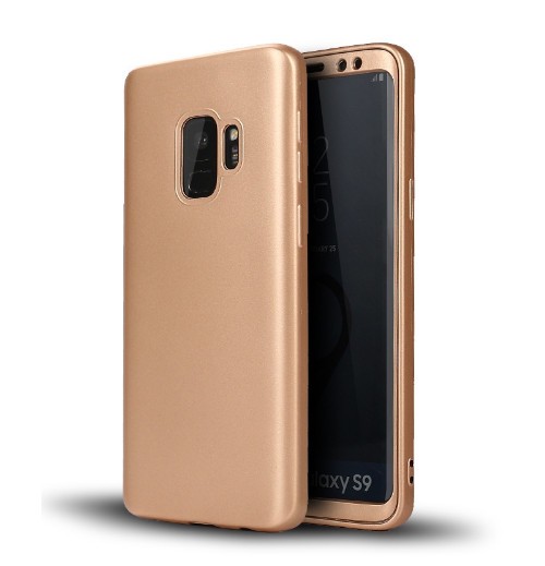 Husa FullBody Silicon MyStyle Gold pentru Samsung Galaxy S9 Plus acoperire completa 360 grade cu folie de