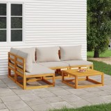 vidaXL Set mobilier grădină, perne gri deschis, 5 piese, lemn masiv 3155302