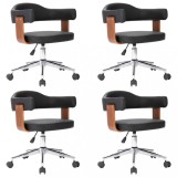 Cumpara ieftin Scaune bucatarie 4 buc, negru, lemn curbat &amp; piele ecologica