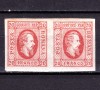 ✅ RO 1865 ,LP 17 ,&quot;Al. Ioan cuza in oval &quot;, 20 PAR rosu in pereche H , usor ingalbenit sus , MNH, Nestampilat