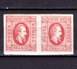 Cumpara ieftin ✅ RO 1865 ,LP 17 ,&quot;Al. Ioan cuza in oval &quot;, 20 PAR rosu in pereche H , usor ingalbenit sus , MNH