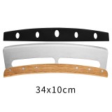 Wooden handle pizza cutter stainless steel pizza cutter with cover baking tool half-circle pizza cutter - Specification: A, Flippy