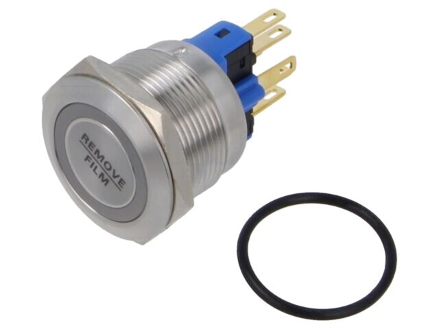 Comutator anti-vandalism E-SWITCH PV7 2A 48V IP65 montaj pe panou LED roșu