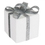 Ornament Crăciun, Cadou Decorativ, Spumă, Culoare Alb-Argintiu, 13x13x15cm