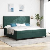 vidaXL Pat cu arcuri cu headboard Verde &icirc;nchis 200 x 200 cm Catifea 3342083