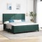 vidaXL Pat cu boxă spring LED și saltea Verde &icirc;nchis 200 x 200 cm 3343943