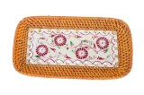 CENTRU DE MASA DECORATIV DIN CERAMICĂ SMĂLȚUITĂ ȘI &Icirc;MPLETITURĂ DIN FIBRE VEGETALE