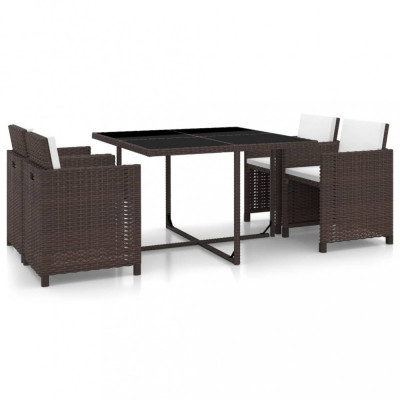 Set mobilier de exterior cu perne, 5 piese, maro, poliratan foto