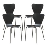 Set 4 scaune dining Essunga negre, stivuibile, din lemn si metal