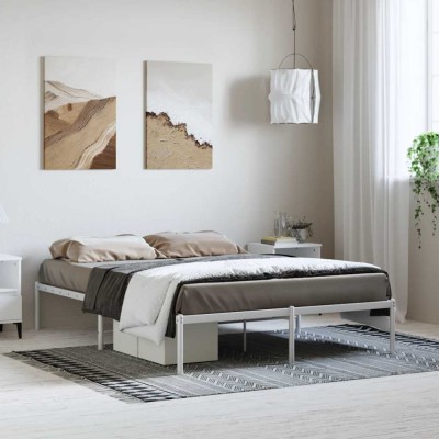 vidaXL Cadru pat metalic, alb, 135x190 cm 350912 foto