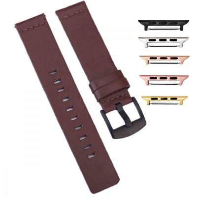 Curea piele naturala compatibila Apple Watch 9|8|7|6|5|4|3|2|1 Series, 49mm|45mm|44mm|42mm, Maro foto