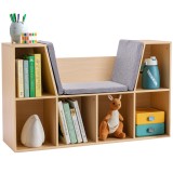 HOMCOM 2 &icirc;n 1 Raft pentru copii Raft + Scaun inclus Pernă 103 cm &times; 30&nbsp;cm &times; 62 cm Alb + Gri | Aosom Romania