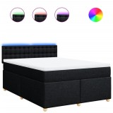 Cumpara ieftin Pat box spring cu saltea, negru, 140x200 cm, textil