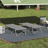 Set 2 Paturi Pliabile Camping vidaXL, Gri, 62x194x42 cm, Oxford 600D, Portabile, Sac Transport