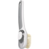 Perie Multifunctionala 2 in 1, Perie Densa/Perie din Piele de Caprioara, cu Recipient Lichid, Maner Lung, 20.1x 4.3 x 5 cm, Gri