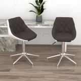 Cumpara ieftin Scaune de bucătărie pivotante 2 buc. maro/alb piele ecologică