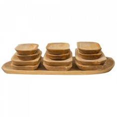 Set 13 platouri lemn arin pentru servire 60x24x2.5cm Zilan 1463