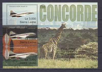 SIERRA LEONE 2004 AVIOANE AVIATIE CONCORDE GIRAFE foto
