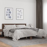 Cumpara ieftin Cadru de pat, stejar maro, 200x200 cm, lemn prelucrat și metal