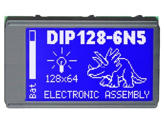 Afișaj LCD Grafic 128x64 Albastru 75x45.8mm LED