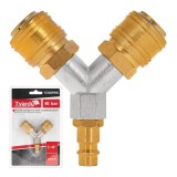 Racord T pentru compresor cu conectori rapizi, prindere 1 / 4&quot;, Tvardy T00296