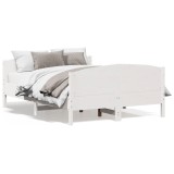 Cumpara ieftin Cadru de pat fara saltea, alb, 135x190 cm, lemn masiv de pin