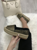 Pantofi espadrile dama negri cu auriu marime 38+CADOU