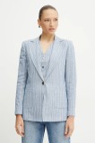 Fracomina blazer din amestec de in un singur r&acirc;nd de nasturi, cu imprimeu, FS25SJ3007W402Q6