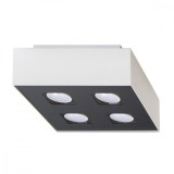 Lustră De Tavan Mono Alb Negru Oțel 4 Becuri Pătrate Minimalistă De Interior