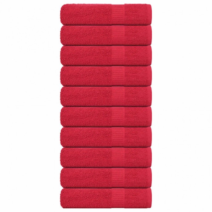 Prosoape de baie 10 buc Rosu 100x150 cm 360 g/m&sup2; 100% bumbac