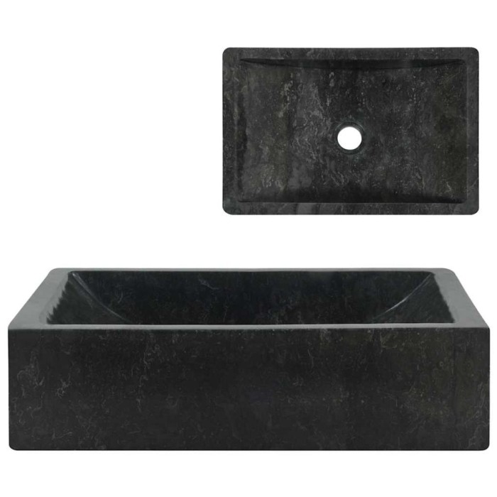 vidaXL Chiuvetă, negru, 45 x 30 x 12 cm, marmură