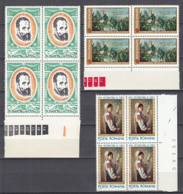 ROMANIA 1975 LP 873 LP 874 LP 875 BLOCURI DE 4 TIMBRE MNH foto